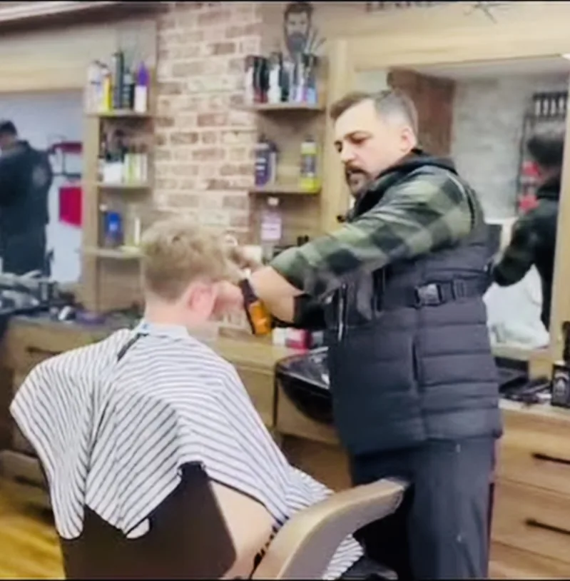 Haircut in progress